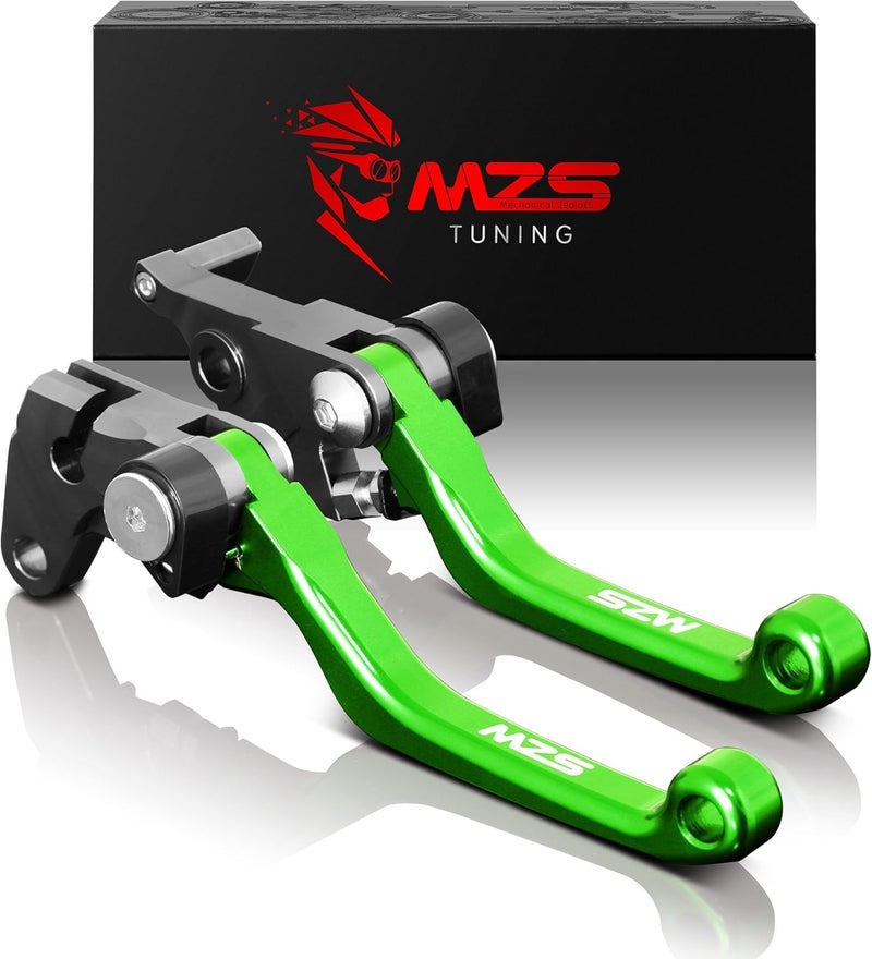 مكابح دراجة مائية MZS قابلة للتعديل CNC باللون الأخضر متوافقة مع KX65 2000-2025 KX85 2001-2025 KX100 2001-2021 KX125 2000-2005 KX250 2000-2004 KX250F 2004