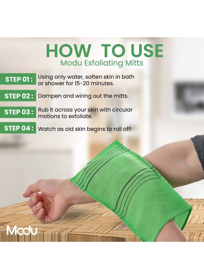 MODU 5 Pcs Korean Exfoliating Mitt Bath Washcloth 9.1 X 6 in-Asian Italy Towel (Large 5 Pcs Green) - Image 3