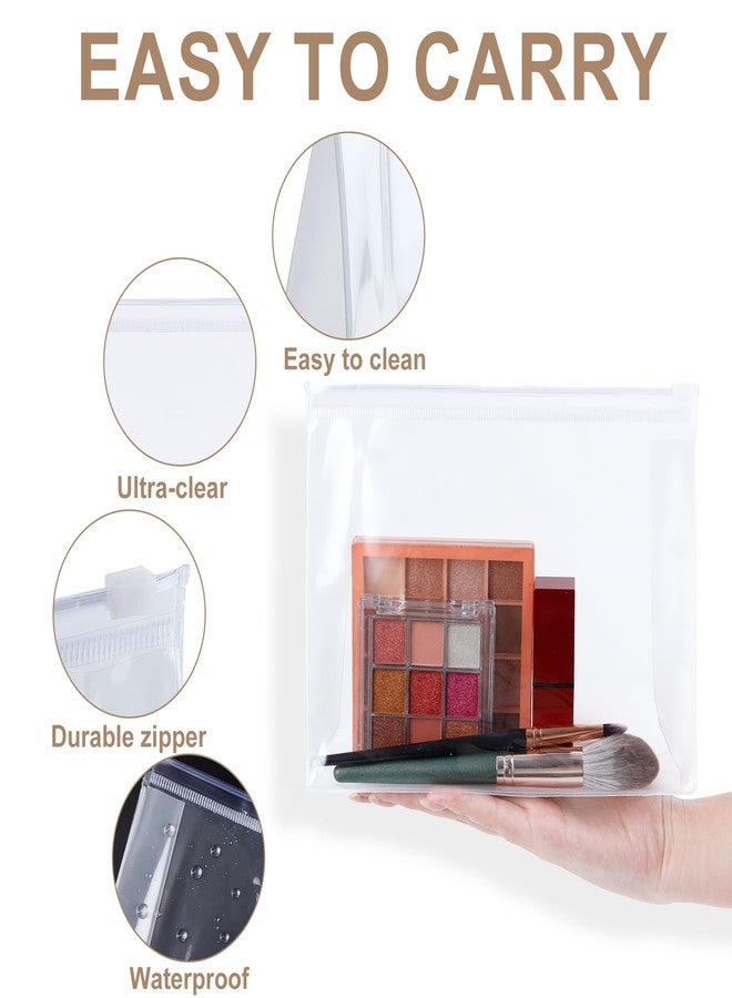 Cabaubl 50 Pcs Mini Clear Makeup Bag,Plastic Waterproof Cosmetic Organizer Bags,Small Clear Zipper Pouch Travel Bag,Organizer Pouches with Zipper for Travel Toiletry (7.9x5.9x 1.97 Inch) - Image 3