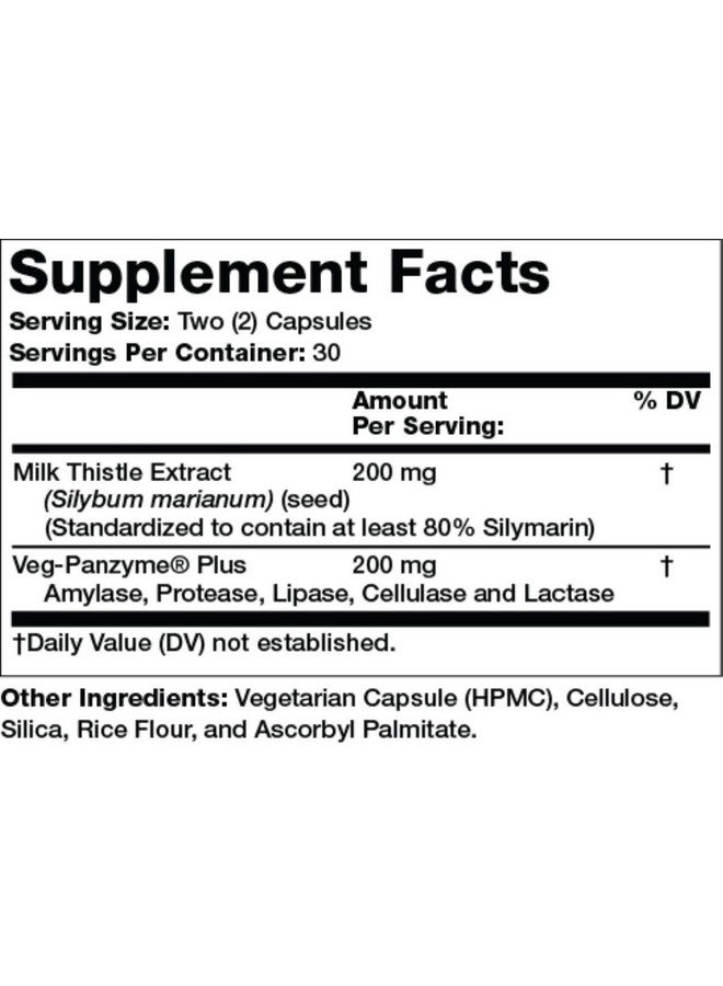 Olympian Labs Milk Thistle Extract Plus Enzymes, Antioxidants, Supporting Liver Health, 60 Vegetarian Caps - Image 2