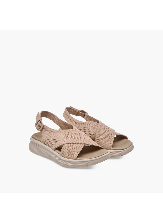 فلورا بيلا من شو إكسبرس Women's Textured Cross Strap Sandals with Buckle Closure