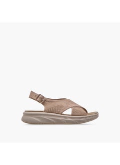 Flora Bella By Shoexpress Women's Textured Cross Strap Sandals with Buckle Closure  - Image 3