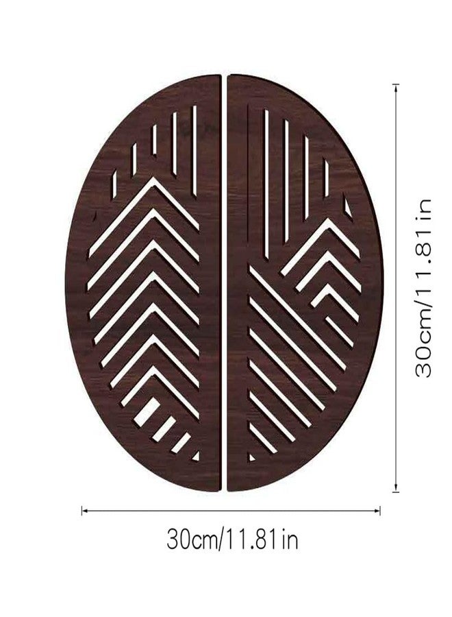 Xemz Hollow Round Wood Art Wall Decor, Modern Vintage Wooden Round Wall Sculptures, Half Round Wall Decor Hanging Abstract Panel 3D Geometric Wood Wall Art Decor for Home Office Living Room Bedroom (Brown) - Image 2