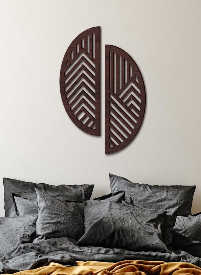Xemz Hollow Round Wood Art Wall Decor, Modern Vintage Wooden Round Wall Sculptures, Half Round Wall Decor Hanging Abstract Panel 3D Geometric Wood Wall Art Decor for Home Office Living Room Bedroom (Brown) - Image 4