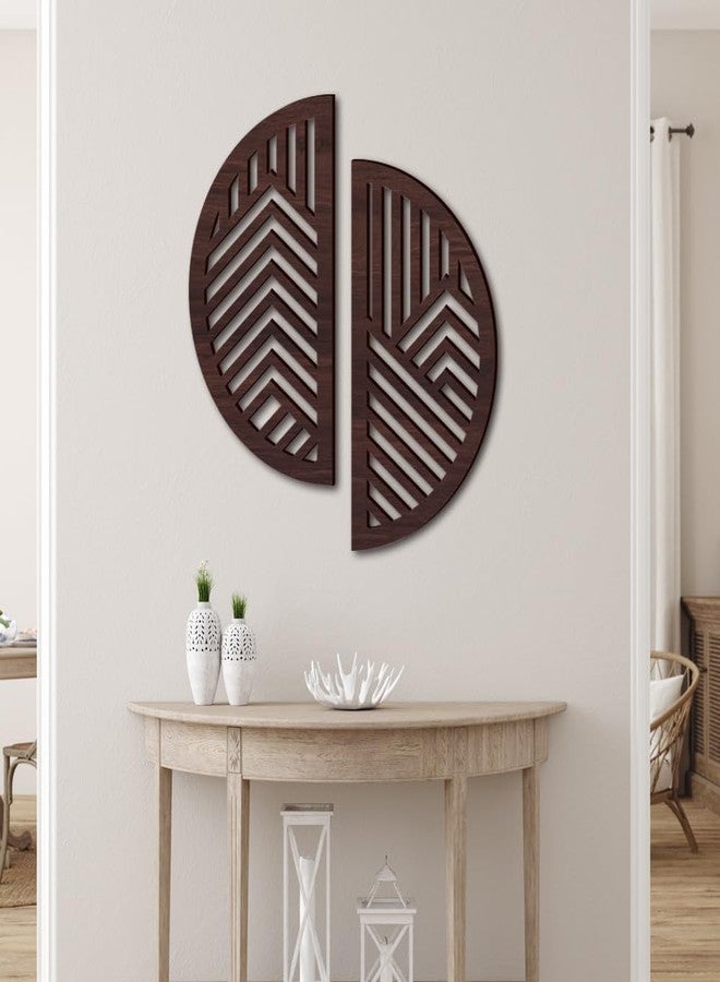 Xemz Hollow Round Wood Art Wall Decor, Modern Vintage Wooden Round Wall Sculptures, Half Round Wall Decor Hanging Abstract Panel 3D Geometric Wood Wall Art Decor for Home Office Living Room Bedroom (Brown) - Image 5