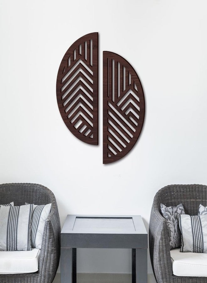 Xemz Hollow Round Wood Art Wall Decor, Modern Vintage Wooden Round Wall Sculptures, Half Round Wall Decor Hanging Abstract Panel 3D Geometric Wood Wall Art Decor for Home Office Living Room Bedroom (Brown) - Image 1