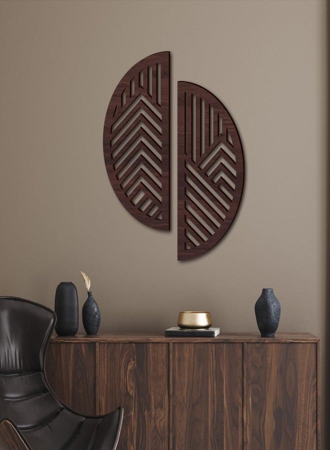 Xemz Hollow Round Wood Art Wall Decor, Modern Vintage Wooden Round Wall Sculptures, Half Round Wall Decor Hanging Abstract Panel 3D Geometric Wood Wall Art Decor for Home Office Living Room Bedroom (Brown) - Image 3