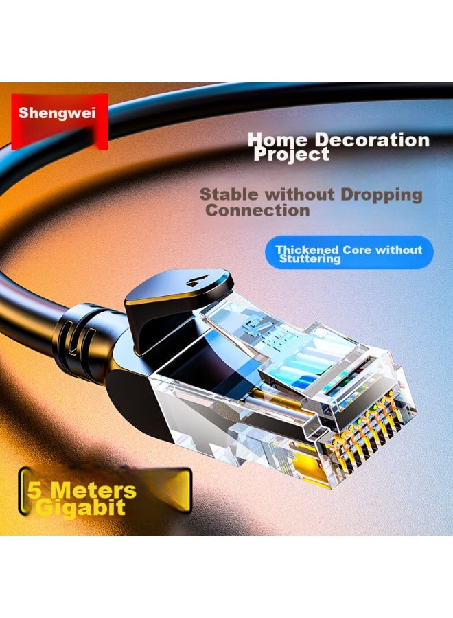 Shengwei Cat5e Ethernet Cable, 100mbps Flame-retardant Network Connection Cable, Cat5e Patch Cord, Computer Broadband Connection Cable, 5 Meters, Wlc1005g - Image 1