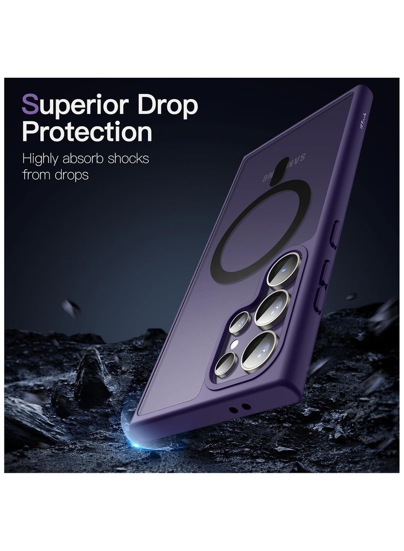 Denx Magnetic Case for Samsung S23 Ultra, Compatible with MagSafe, Plating Luxury Cover, Clear Soft TPU Shockproof Protective Phone Case, Compatible with Samsung S23 Ultra (Deep Purple) - Image 4