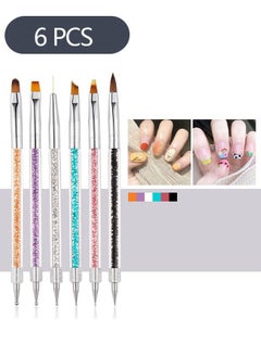 Ant 6 Piece Double Ended Nail Art Brushes, Double Ended Nail Liner Brush Dotting Pen Nail Art Point Drill Drawing Tools, Double Ended Nail Art Brushe for DIY Nail Art Designs  - Image 1