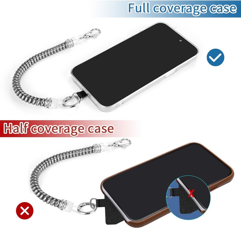 Doormoon 2* Phone Lanyard Tether with 4* Patch, iPhone Lanyard Anti Theft Phone Strap for Outdoor Hiking Climbing, Silver - Image 4