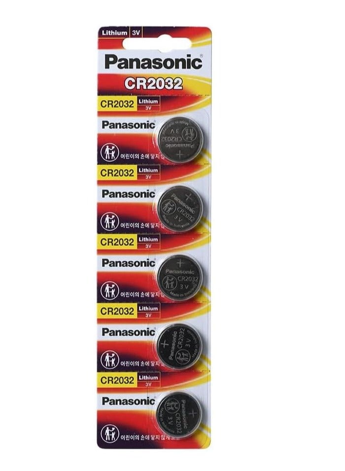PANASONIC BATTERIES CR2032 LITHIUM BATTERY, 3V, COIN CELL (5 pieces) - Image 1