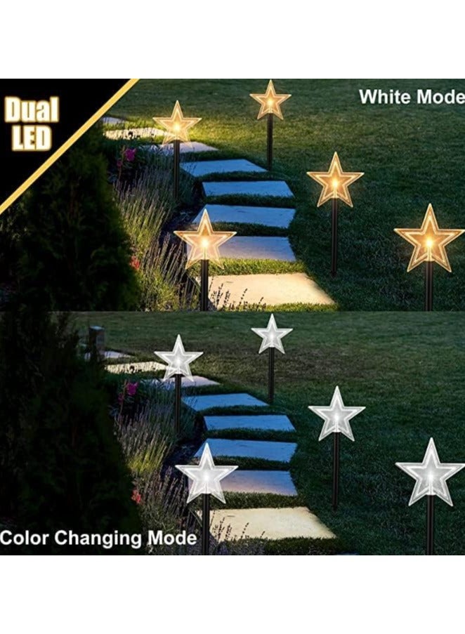 مصابيح ممرات تعمل بالطاقة الشمسية، مقاومة للماء في الهواء الطلق، مصابيح ممرات على شكل نجمة بيضاء دافئة، عبوة من 5 مصابيح للمناظر الطبيعية الخارجية للحديقة والفناء والديكورات المهرجانية - Image 5