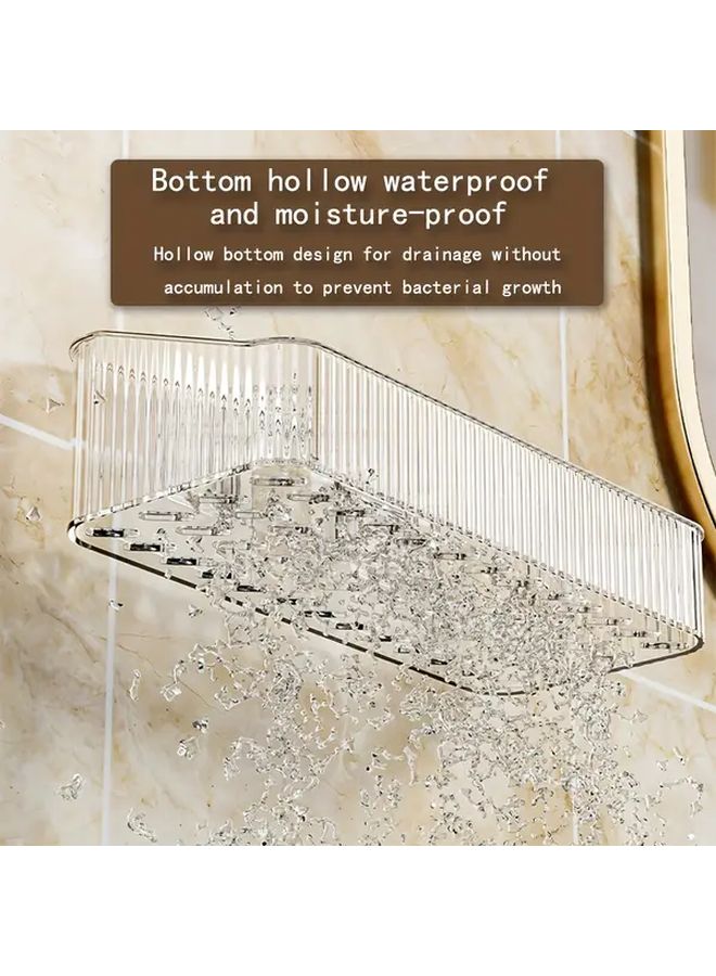 Grey Wall Mounted Moisture Proof Bathroom Shelf Storage Rack - Image 3