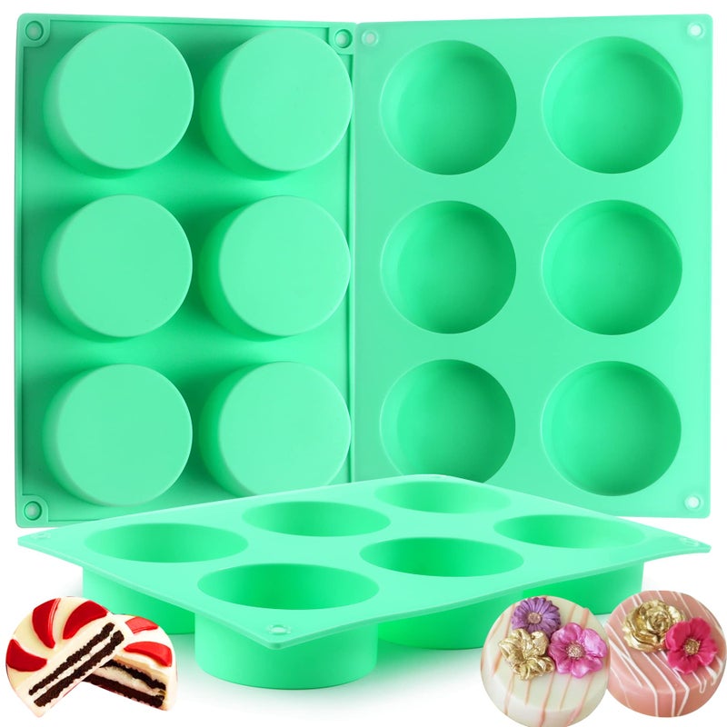 Sidosir 3Pcs Oreo Cookie Chocolate Silicone Mold 6Cavity Round Cylinder Oreo Chocolate Cover Molds for Candy Silicone Baking Molds for Mini Cakes Jelly
