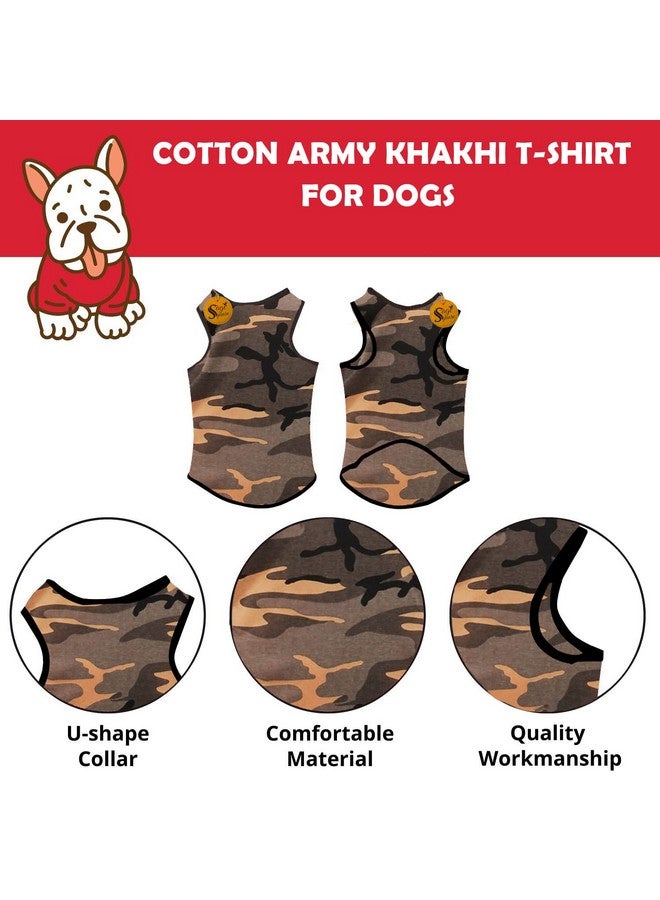 Sage Square Adorable Sleeveless Cotton Dog T-Shirt - Breathable & Fashionable Apparel For Your Dog, Puppy (Army Khakhi) (Xlarge-24Inch) - Image 2
