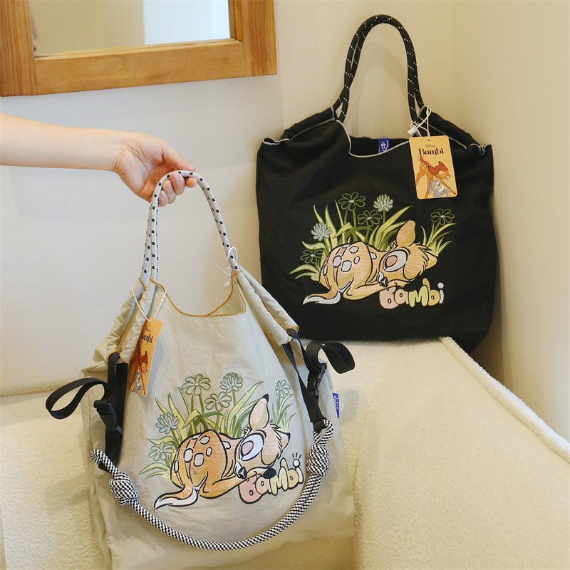 Bambi Fawn Internet Celebration Embroidered Shopping Bag Women'S Cartoon Fashion Environmental Protection Leisure All-Match Early Eight-Pass Shoulder Bag Trendy - Image 4