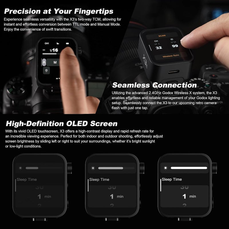 X3 Godox X3 Wireless Flash Trigger 2.4g, TTL HSS Transmitter with Touch Oled Screen, for Fuji - Image 5