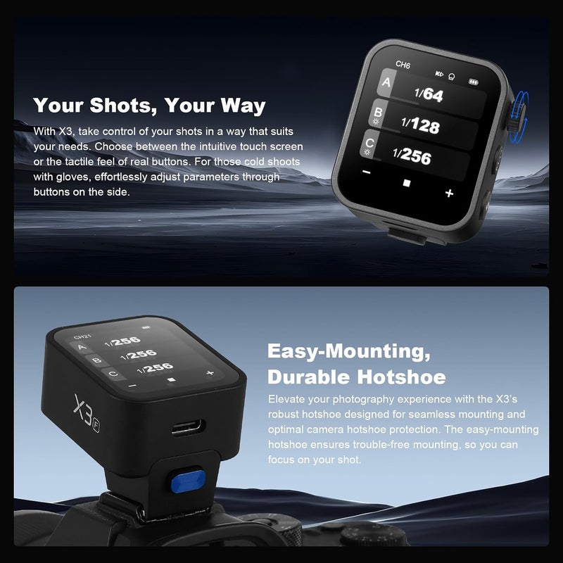X3 Godox X3 Wireless Flash Trigger 2.4g, TTL HSS Transmitter with Touch Oled Screen, for Fuji - Image 4