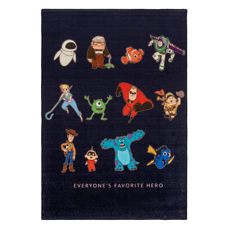 Gertmenian Gertmenian Disney Pixar Indoor Area Rug  4x6 Large NonSlip Ideal for Children in Bedroom Game Room Classroom Nursery or Play Area  Pixar Heroes Black 47263 
