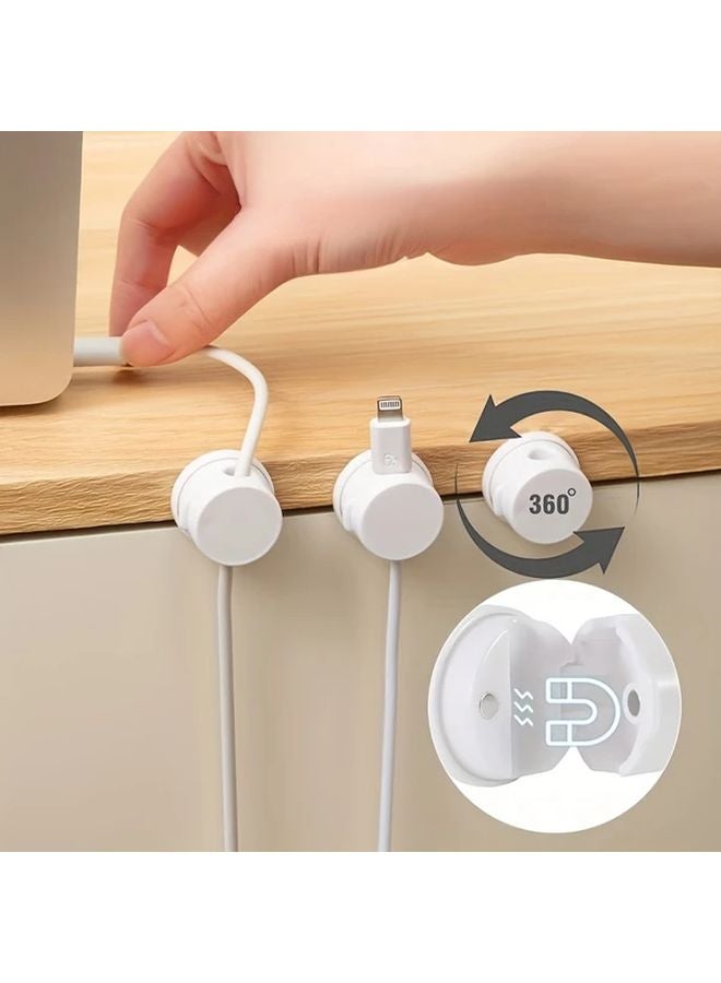 5pcs White Rotating Magnetic Cable Organizers 360 Adjustable Angle Wall Mounted Cord Holders - Image 2