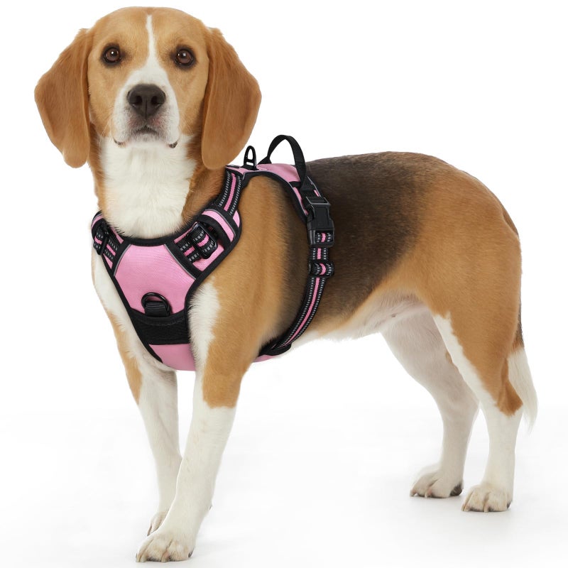 Eagloo Dog Harness Small Sized Dog, No Pull Service Vest with Reflective Strips and Control Handle, Adjustable and Comfortable for Walking, No Choke Pet Harness with 2 Metal Rings, Pink, S - Image 1