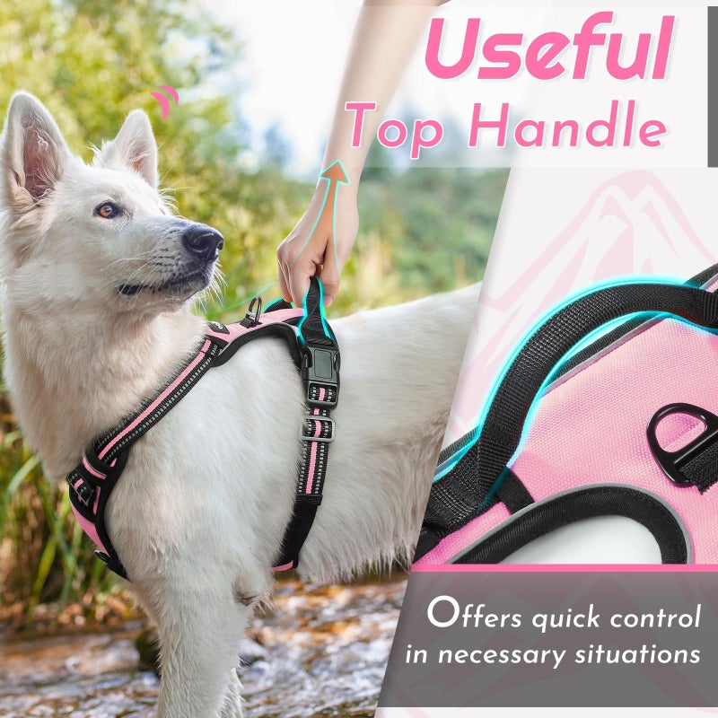 Eagloo Dog Harness Small Sized Dog, No Pull Service Vest with Reflective Strips and Control Handle, Adjustable and Comfortable for Walking, No Choke Pet Harness with 2 Metal Rings, Pink, S - Image 5