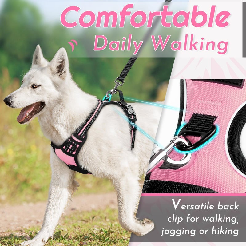 Eagloo Dog Harness Small Sized Dog, No Pull Service Vest with Reflective Strips and Control Handle, Adjustable and Comfortable for Walking, No Choke Pet Harness with 2 Metal Rings, Pink, S - Image 4