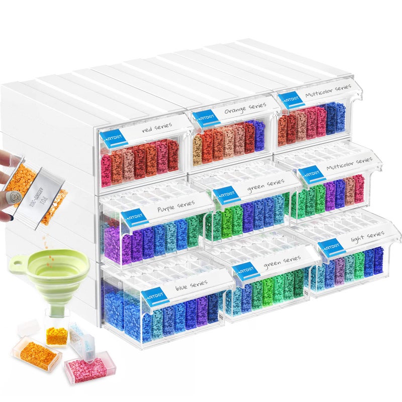 ARTDOT Storage Containers for Diamond Painting, 9 Pack Stackable Craft Storage Organizer 315 Slots Individual Containers for Diamond Art Beads Nail Pill Rhinestones Seed - Image 1