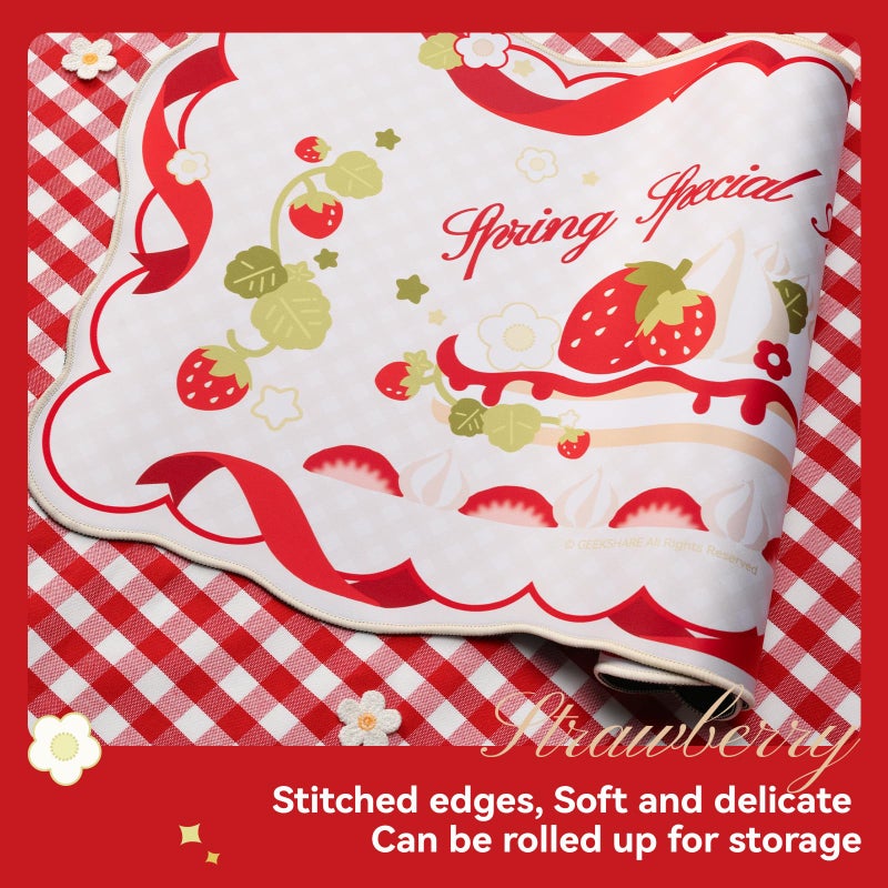 GeekShare Mouse Pad with Stitched Edge, Non-Slip Rubber Base Large Gaming Mouse Pad, Cute Washable Mousepad for Gaming Home Office Work - Strawberries with Cream - Image 4