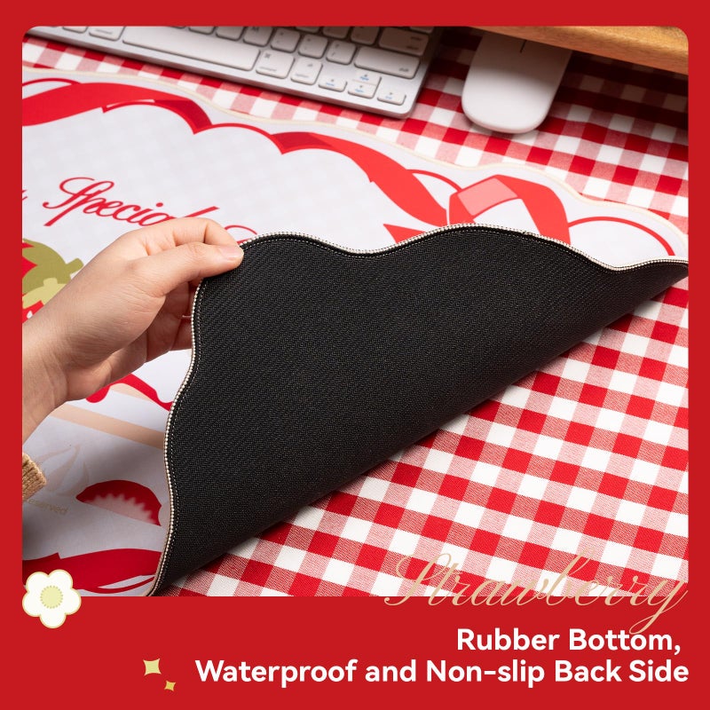 GeekShare Mouse Pad with Stitched Edge, Non-Slip Rubber Base Large Gaming Mouse Pad, Cute Washable Mousepad for Gaming Home Office Work - Strawberries with Cream - Image 3