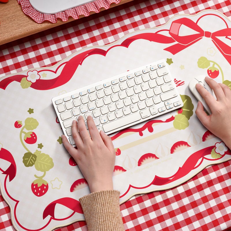 GeekShare Mouse Pad with Stitched Edge, Non-Slip Rubber Base Large Gaming Mouse Pad, Cute Washable Mousepad for Gaming Home Office Work - Strawberries with Cream - Image 5