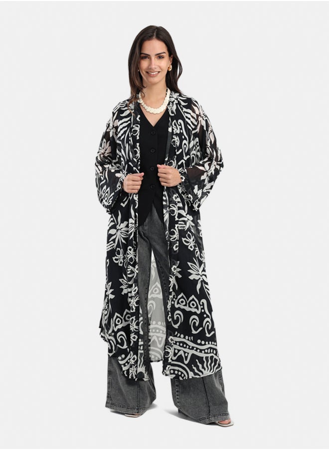 Black & White Chiffon Kimono