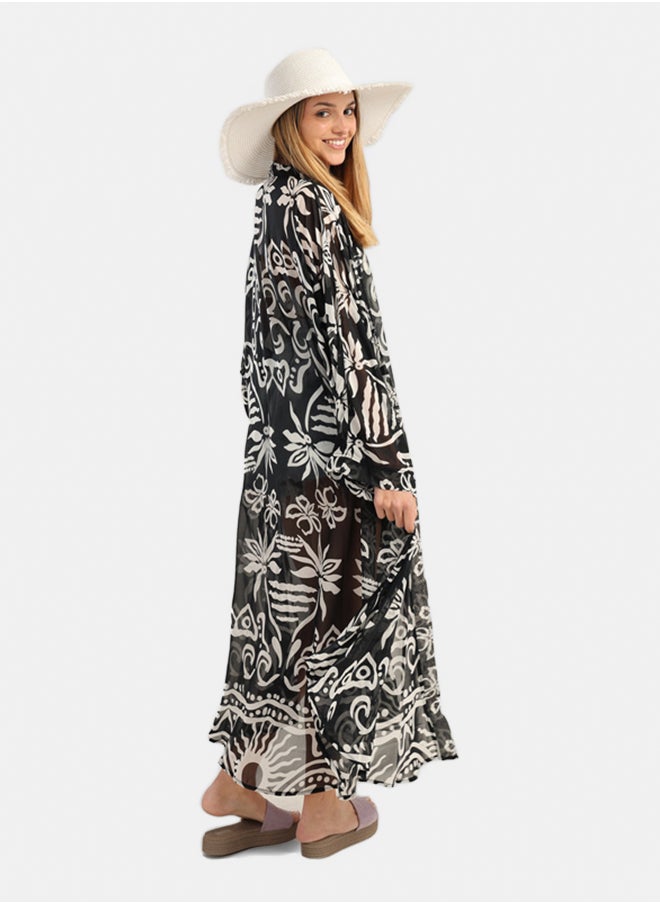 Black & White Chiffon Kimono