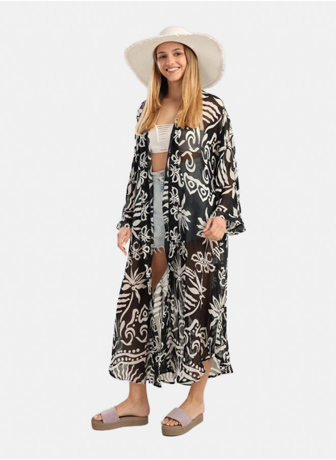 Black & White Chiffon Kimono
