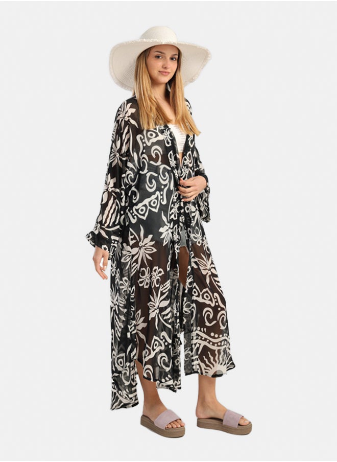 Black & White Chiffon Kimono