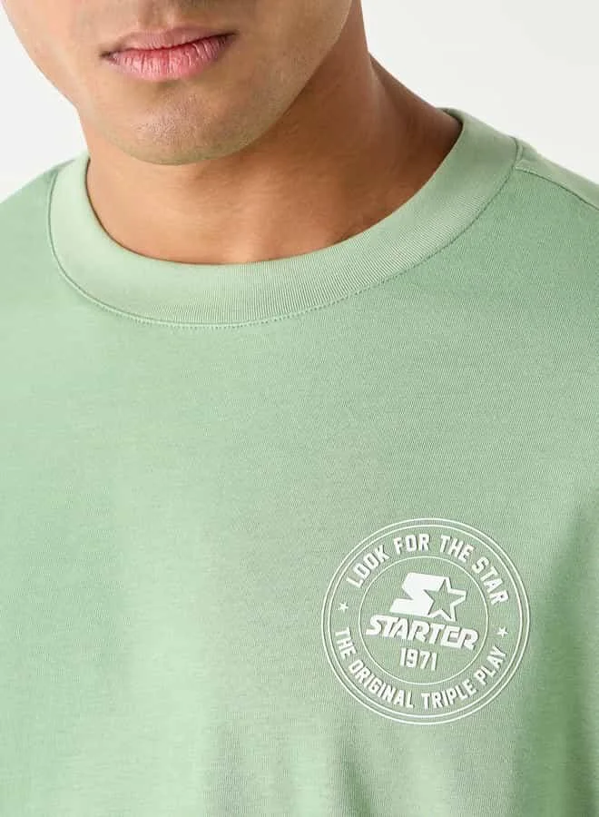 STARTER Starter Logo Print Crew Neck T-shirt with Short Sleeves