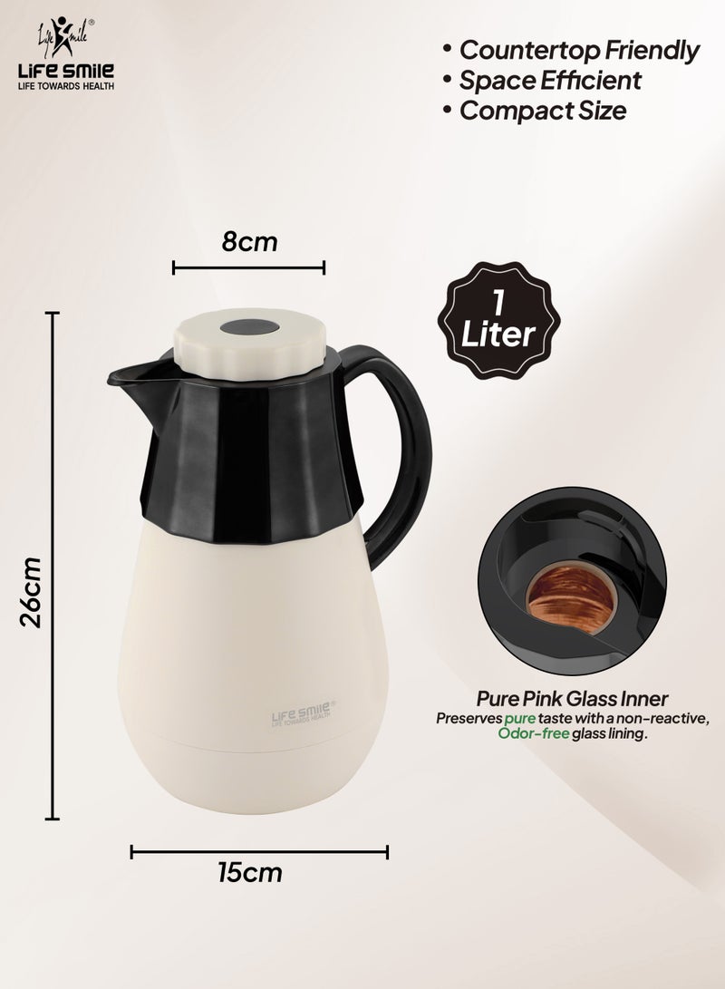 Life Smile فلاسك فراغي متميز Life Smile سعة 1 لتر – تحكم قفل دفع، مقاوم للتسرب وتصميم صديق للبيئة - Image 3