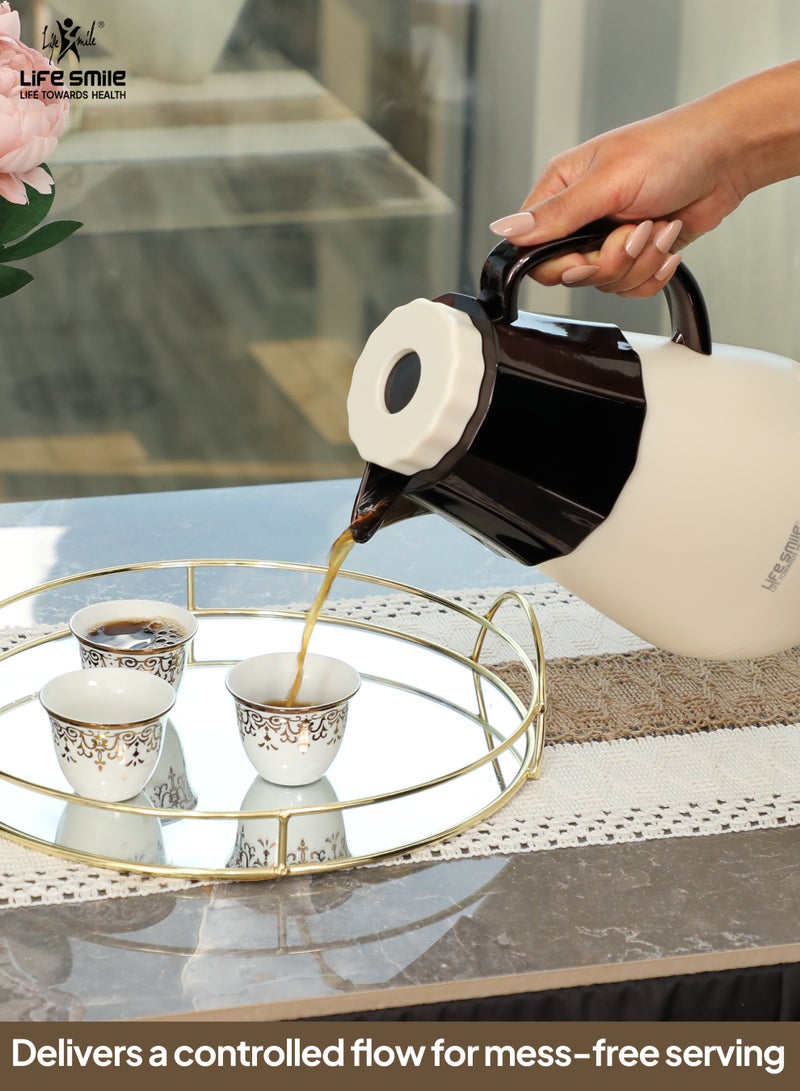 Life Smile فلاسك فراغي متميز Life Smile سعة 1 لتر – تحكم قفل دفع، مقاوم للتسرب وتصميم صديق للبيئة - Image 4