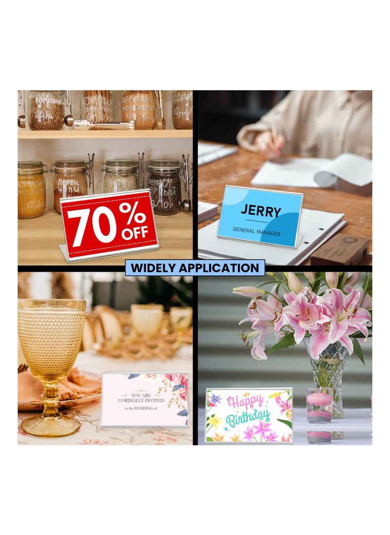 Generic - 20PCS Clear Acrylic Sign Display Holders with Blank Labels, Horizontal Slanted L-Shape Stands for Name Cards and Price Tags (80mm x 50mm) - Perfect for Countertop Use. - Image 1