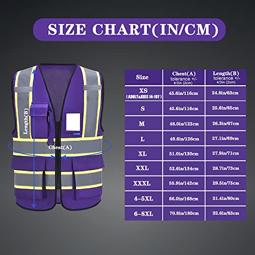AYKRM 11 colors available safety vest reflective purple High Visibility Reflective Safety Vest for Women Men High Visibility Security with Pockets Zipper - Image 2