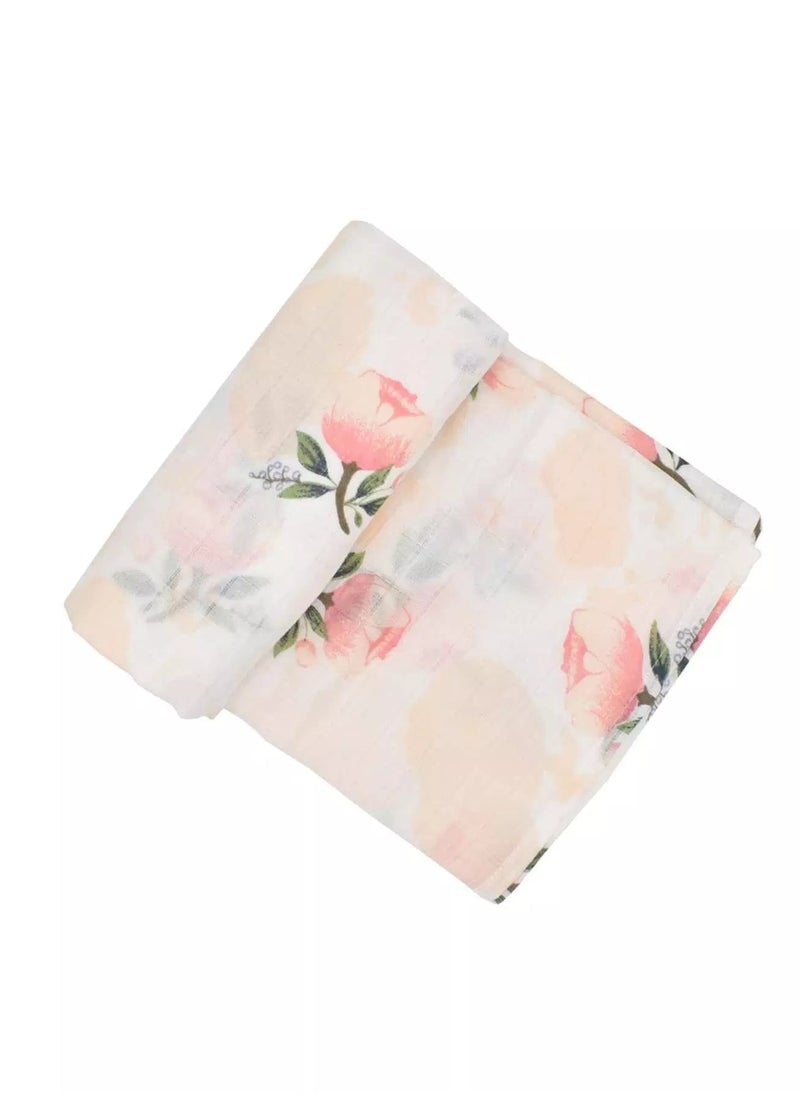 Generic Newborn Girl Flower Print Wrap Blanket & Headband Photo Outfit  - Image 3