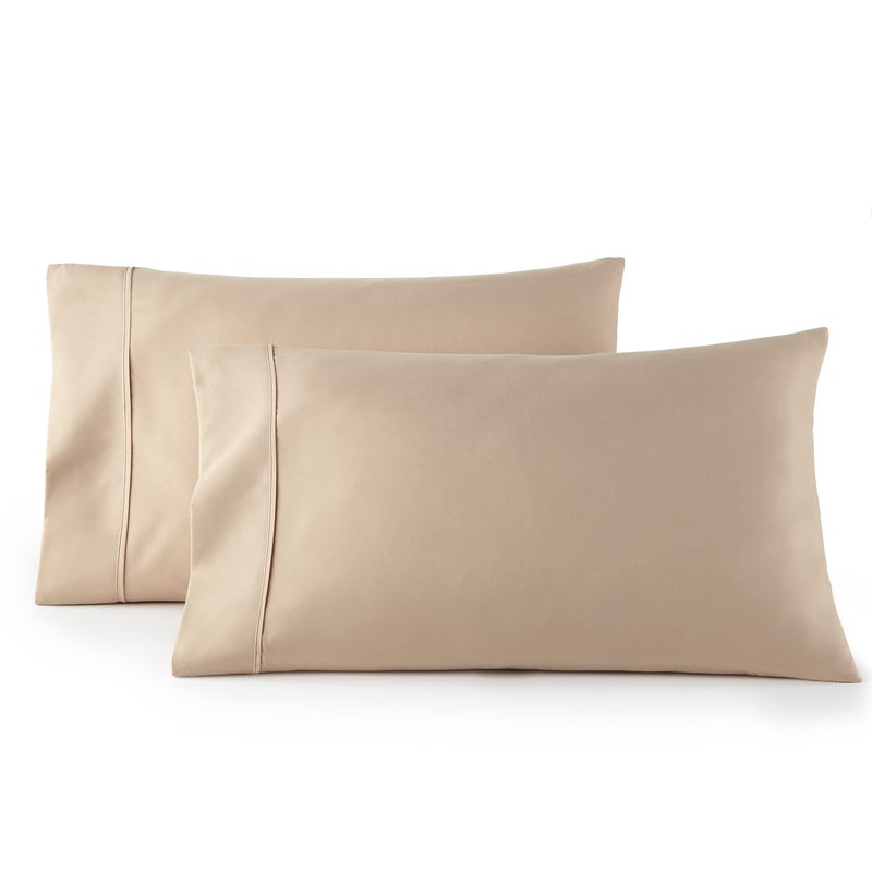 HC Collection King Pillow Cases Set of 2 Microfiber Extra Soft Pillowcases  Easy Care  Machine Washable  Taupe
