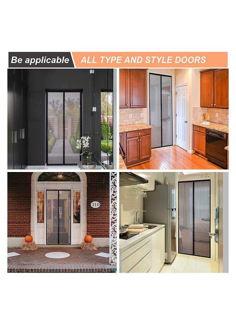 KASTWAVE Black Magnetic Fly Screen Door 100 x 210cm Fly Insect Screen Door Magnetic Keeps Mosquitoes Insects Bugs Out  - Image 3
