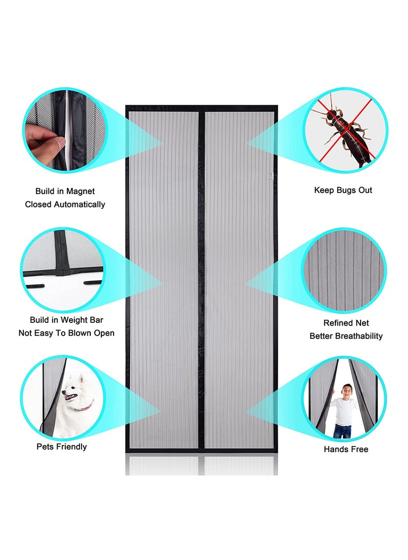 KASTWAVE Black Magnetic Fly Screen Door 100 x 210cm Fly Insect Screen Door Magnetic Keeps Mosquitoes Insects Bugs Out  - Image 4