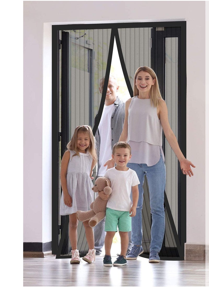 KASTWAVE Black Magnetic Fly Screen Door 100 x 210cm Fly Insect Screen Door Magnetic Keeps Mosquitoes Insects Bugs Out  - Image 1