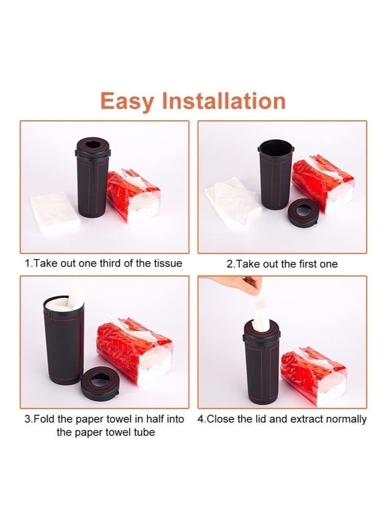Hugifts Car Tissues Holder, Multifunctional Tissue Cylinder Boxes, Car Tissues Canned, Travel Tissue Tubes, Car Box Container Fit for Car Cup Holder Home Bathroom Office (Black) - Image 4