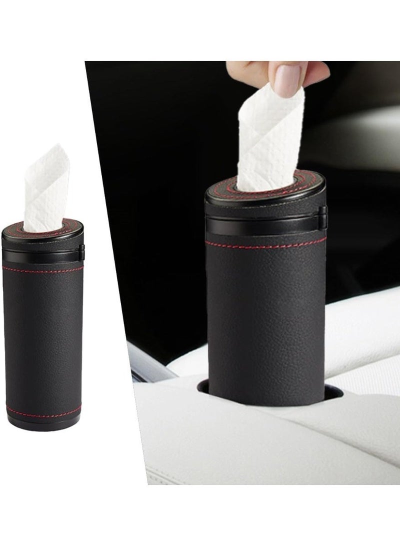 Hugifts Car Tissues Holder, Multifunctional Tissue Cylinder Boxes, Car Tissues Canned, Travel Tissue Tubes, Car Box Container Fit for Car Cup Holder Home Bathroom Office (Black) - Image 1