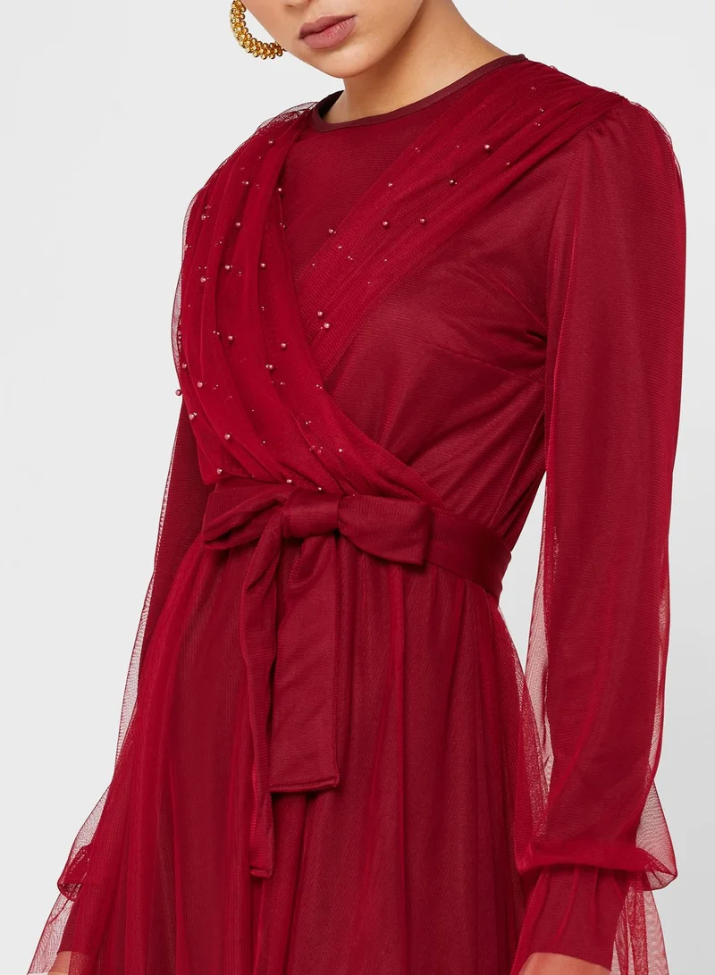 Khizana Tulle Overlay Maxi Dress