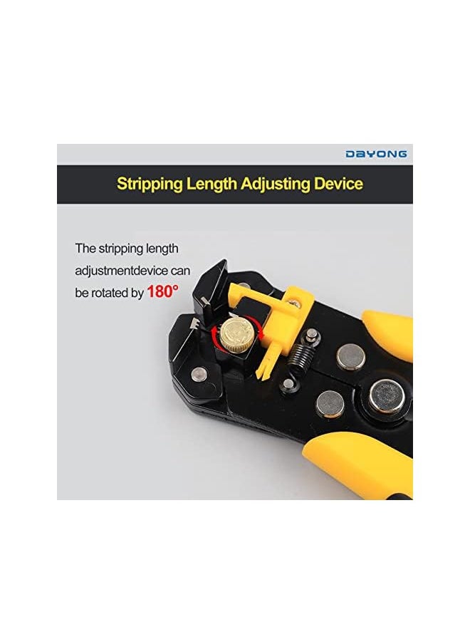 DAYONG DAYONG 8" 3-in-1 Multifunction Self-Adjusting Wire Stripper, AWG 10-24 (0.2~6.0mm²) Cable Cutter, Automatic Insulation Stripping, Cutting & Crimping Pliers Tool for Electrical Work  - Image 4